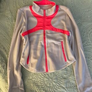Free People Movement Cream & Hot Pink Fleece Zip-Up Jacket